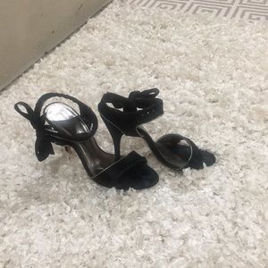 Black satin sandals